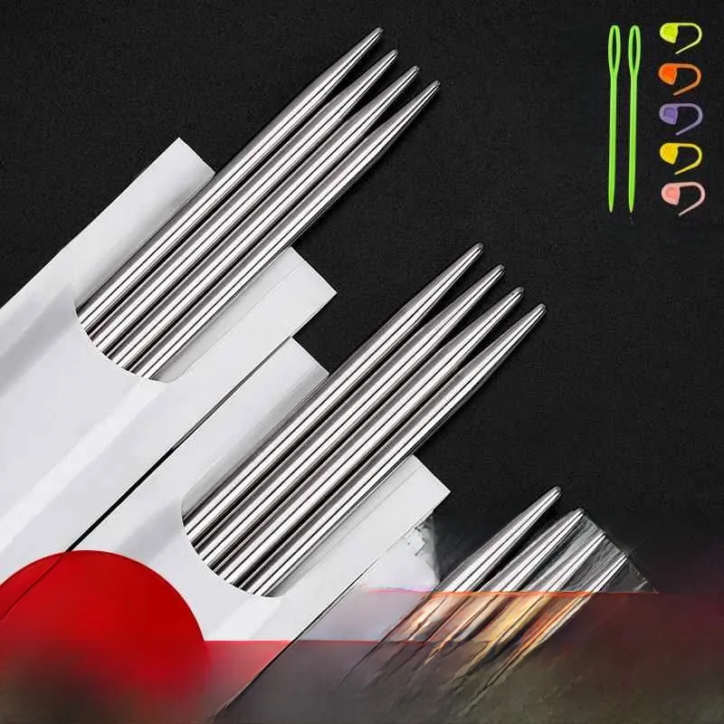 

Универсальный набор инструментов для ручного вязания из нержавеющей стали: прямые спицы для свитеров и шарфов, полный комплект для рукоделия