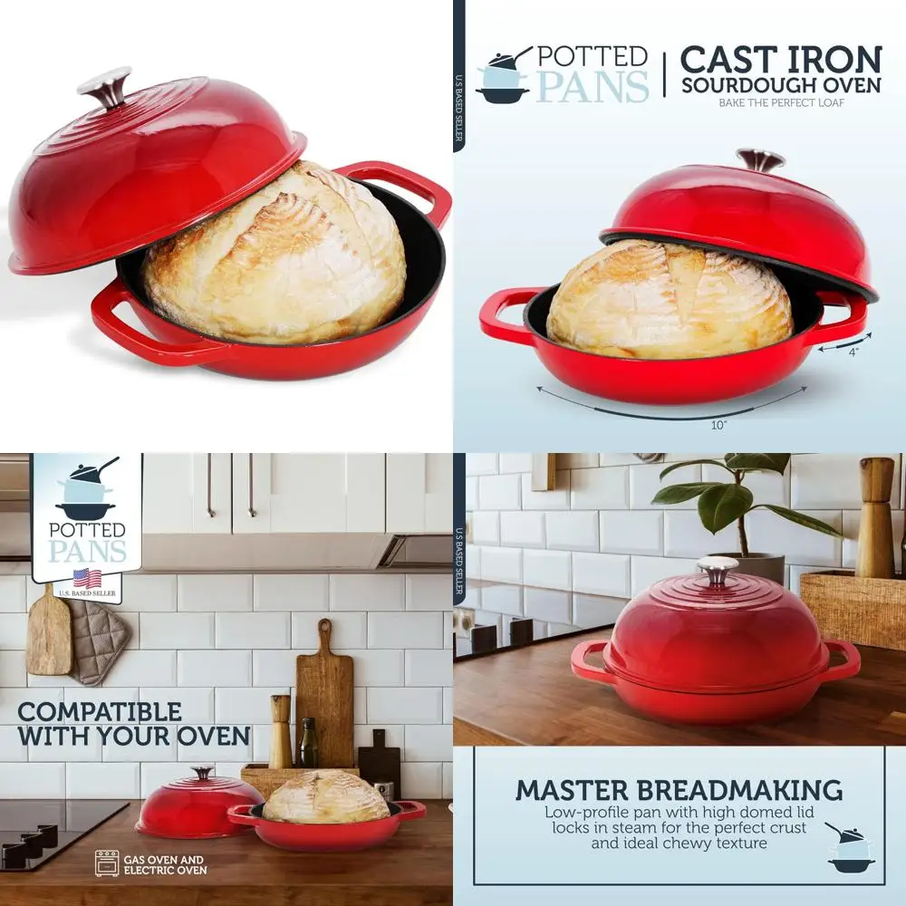 

Artisan для выпечки хлеба — 10-дюймовый эмалированный чугунный хлебный клаш для идеальных походов и аксессуаров для выпечки