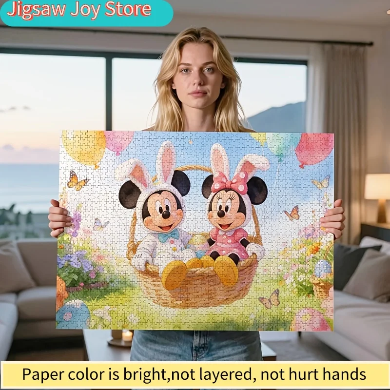 

2D Flat, 2D Flat, Puzzle Featuring a Disney Mickey And Minnie Easter Basket Balloon, Perfect for Festive Decor And Adult Rela