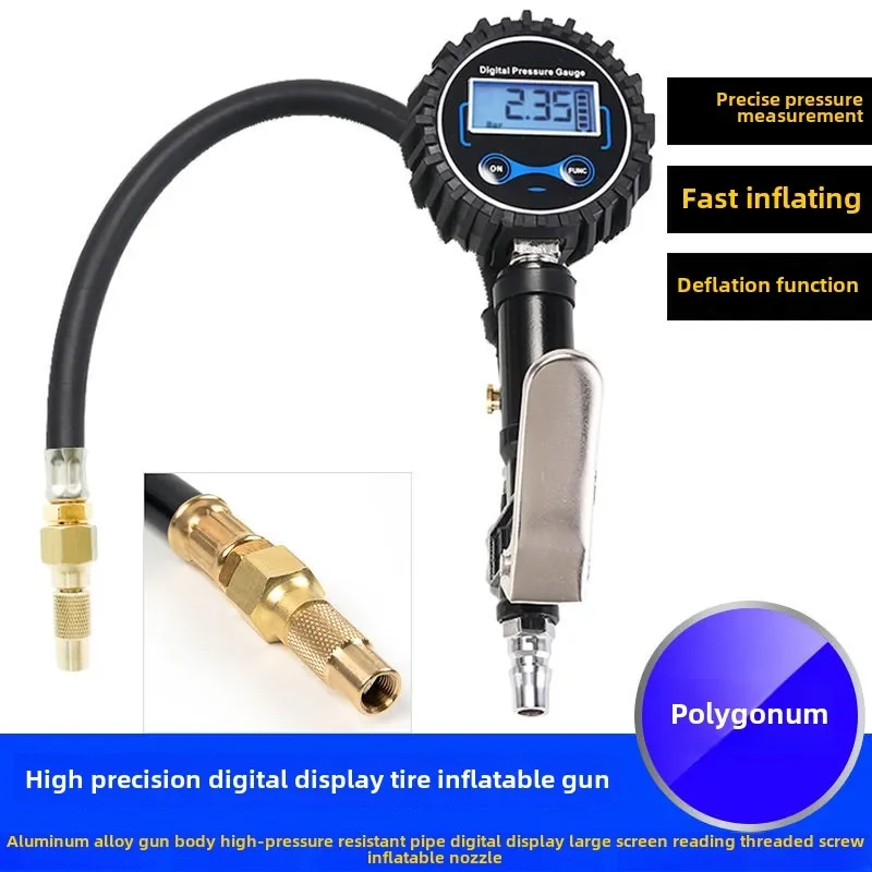 Vehicle Tire Inflator Accessory Dual Forged Air Chuck Pressure Gauge 1/4 NPT Connector for Car Lorry Bus