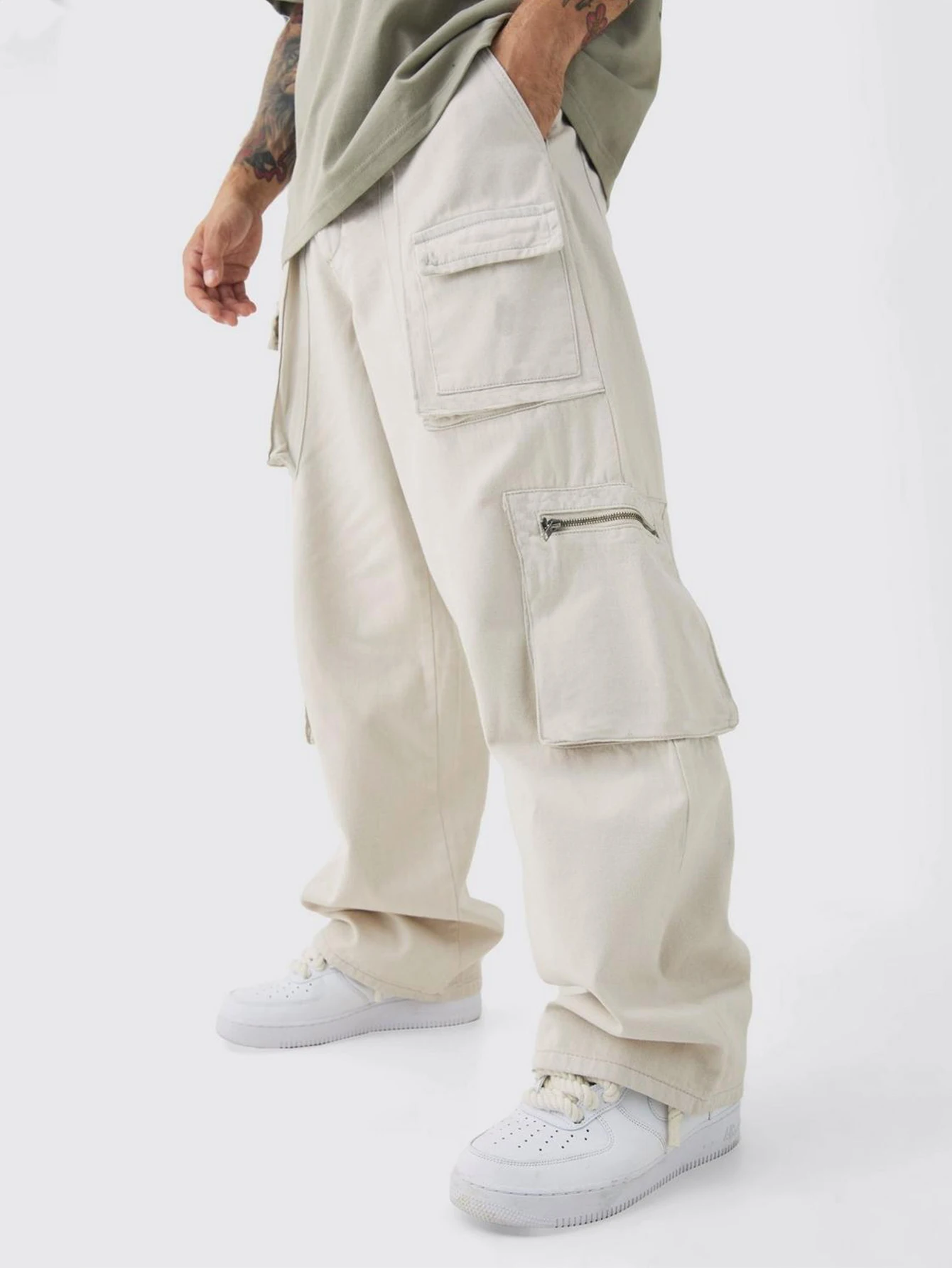 

Men's Solid Color Drawstring Waist Cargo Pocket Pleated Pants Cargo Men Pants Men Clothes Men Pants，Multi pocket outdoor workwea