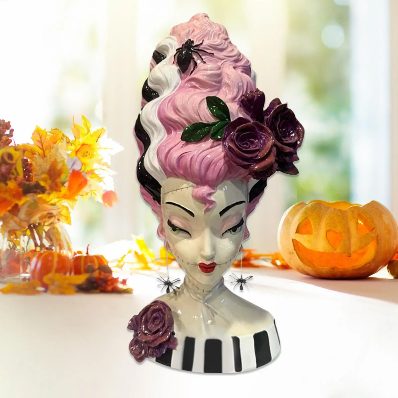 Halloween Decorations Halloween Bridal Bust Figurines for Desk Gothic Figure Desk Display Sculpture for Bookshelf Shelf Cabinet