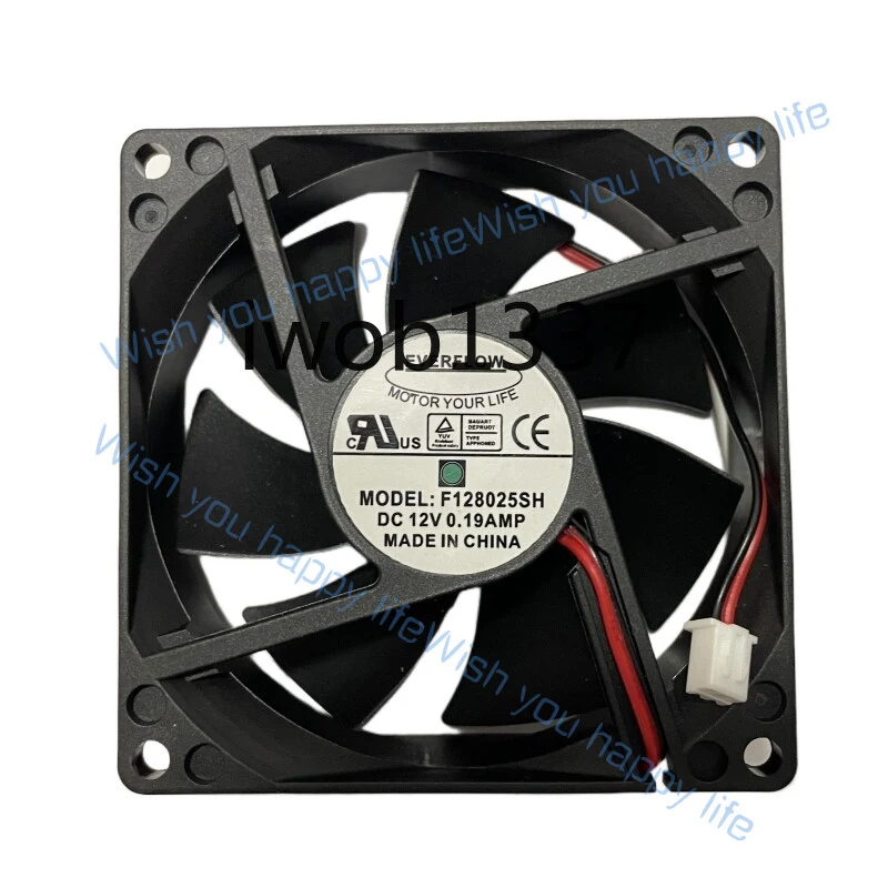 L... New For EVERFLOW F128025SH DC12V 0.19A 80*80*25mm Two Wires Square Cooling Fan