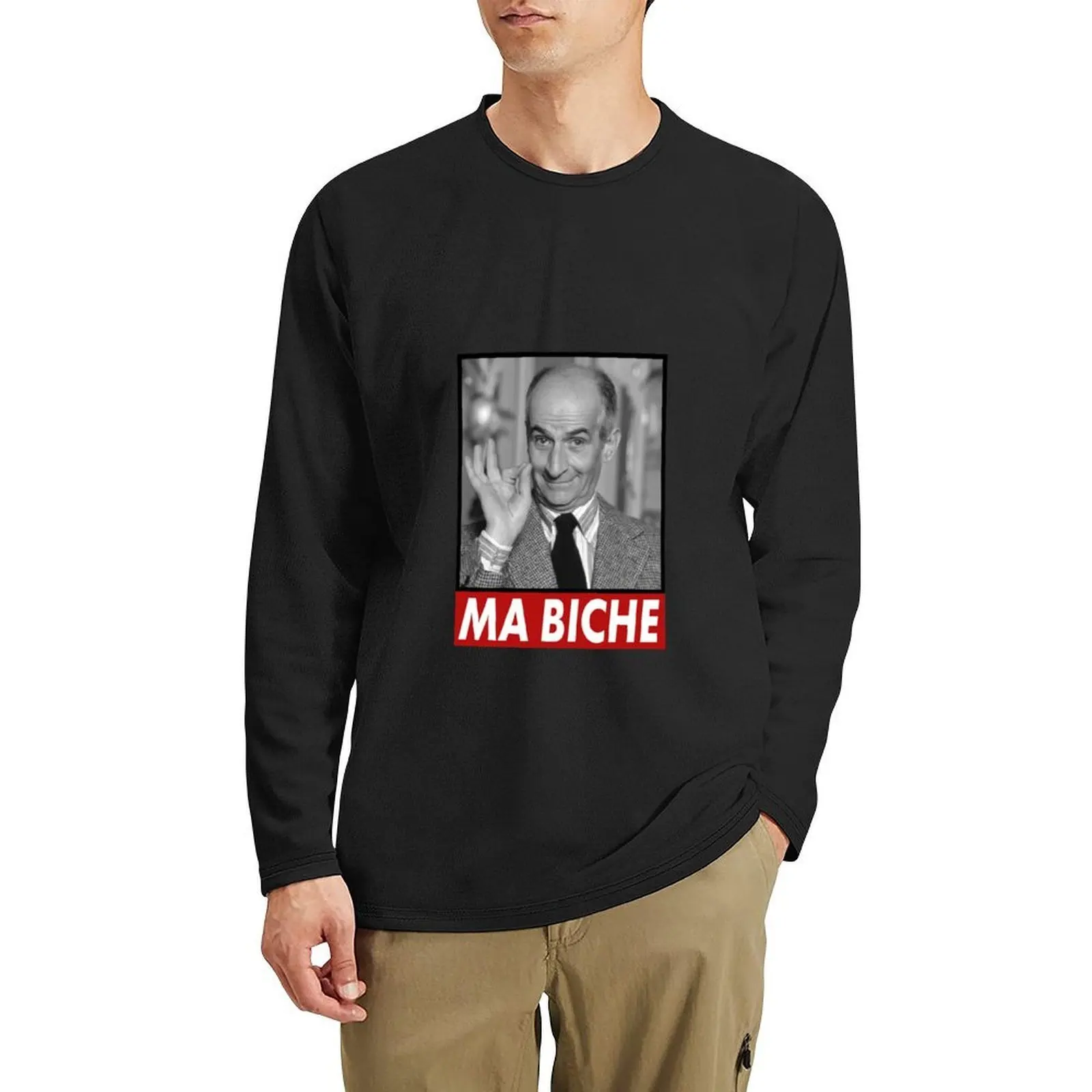 تي شيرت طويل بتصميم Louis de Funes Ma Biche تي شيرت جرافيك تي شيرت رجالي قميص عرق ملابس جمالية للرجال تي شيرت