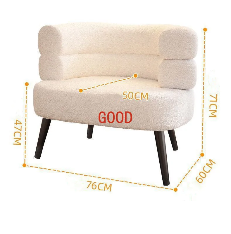 White Nordic Luxury Lamb Fleece Lazy Sofa Living Room Single Casual Back Chair Bedroom Dresser Chair Balcony Coffee