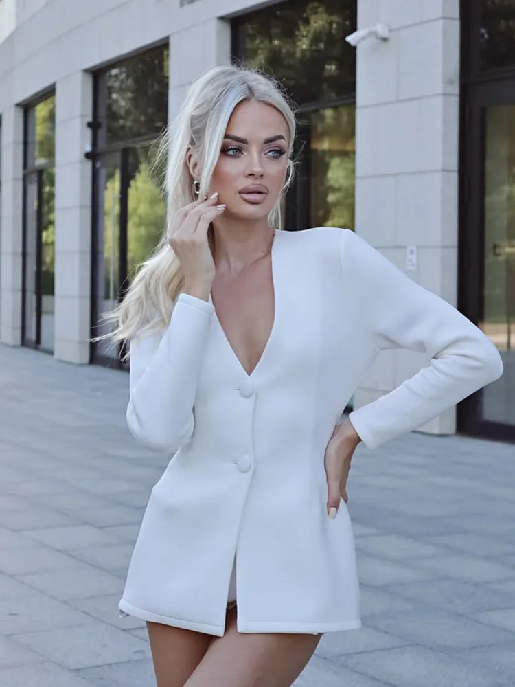 Abiti solidi per le donne Moda Sexy Streetwear O-Collo Maniche lunghe Backless Sheer Bodycone Mini Abiti Vestaglie Partywear femminile