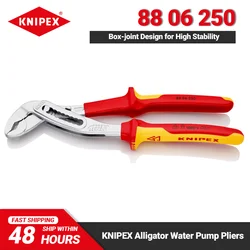 KNIPEX 88 06 250 Water Pump Pliers 10-inch 1000V VDE-tested Chrome-plated Head Electricians Pliers Box-joint Design No Slipping