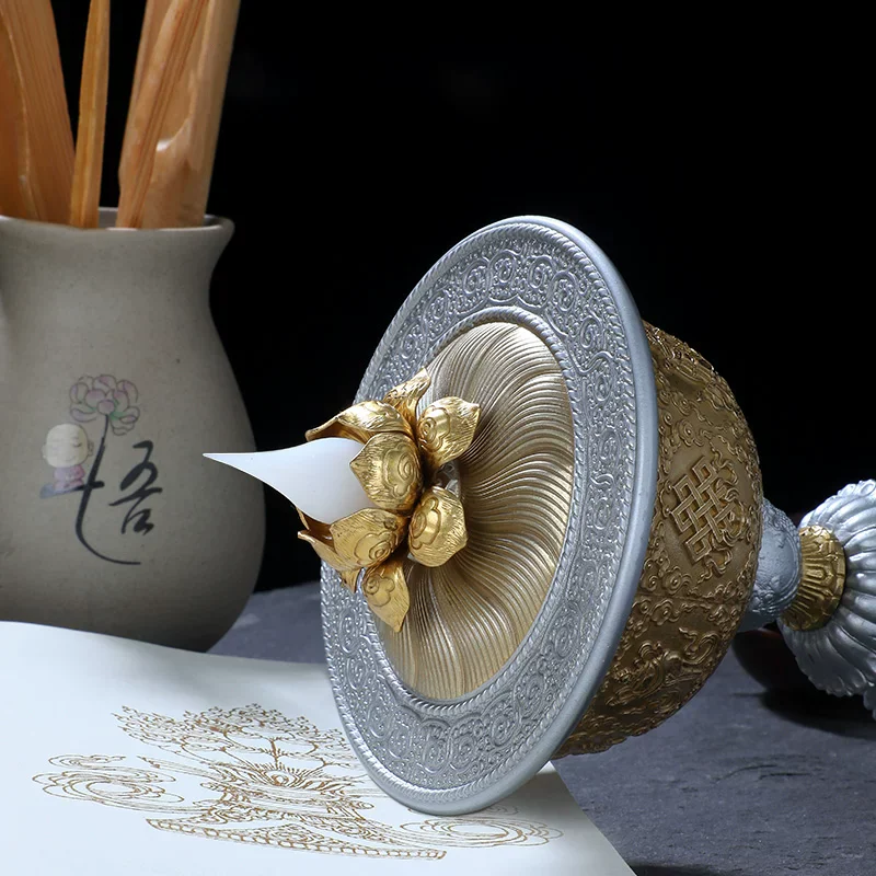 Charging Lotus Lamp Butter Lamp Tibetan Eight Auspicious Electronic Candle Stand LED Household Changming Buddhist Lamp