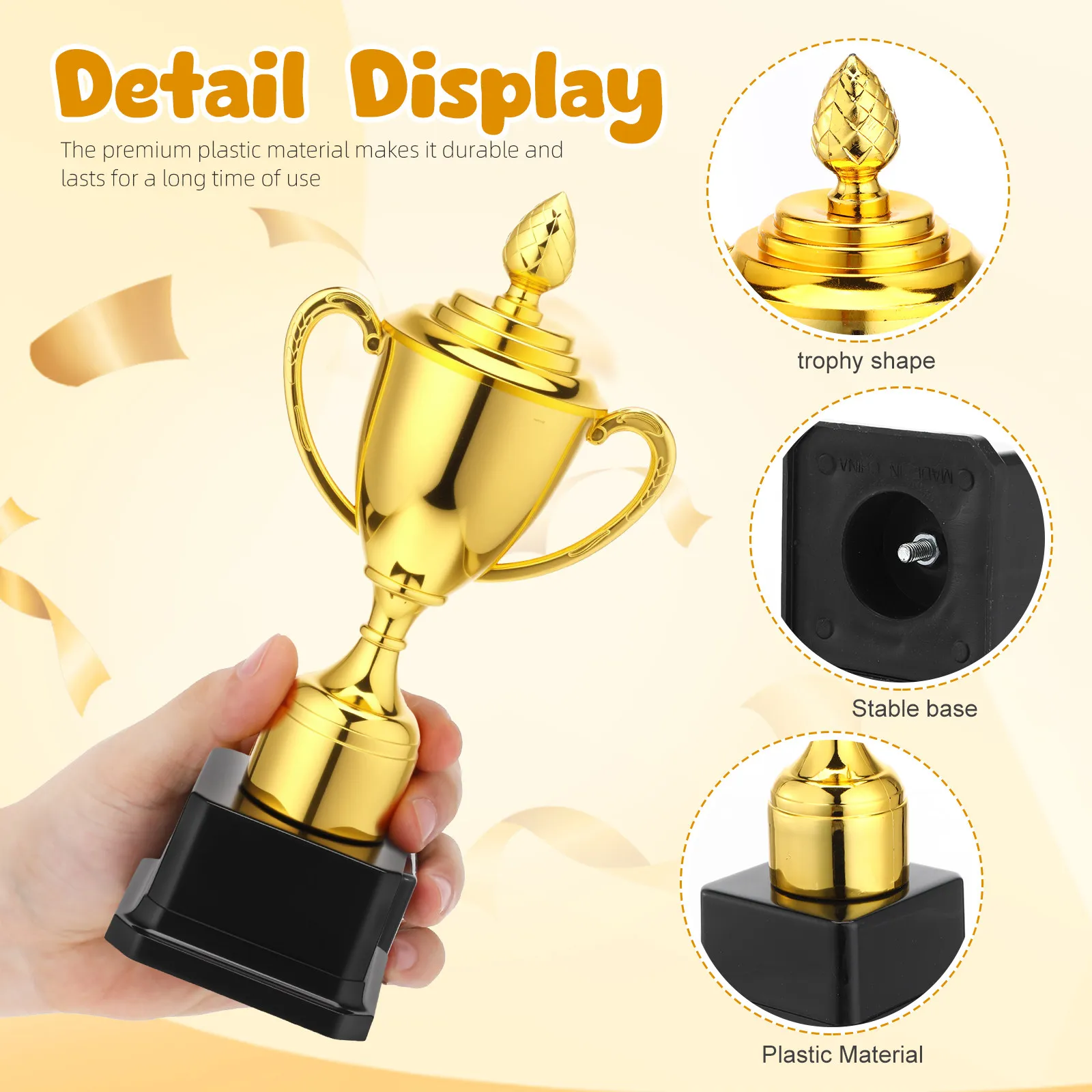 Children Plastic Trophy Decorative Award Trophy Multi-Function Prize Cup Game Supply Winner Reward Gift Game Accessory