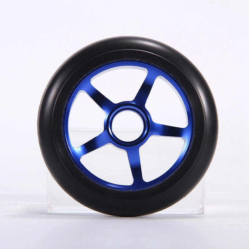 2Pcs 100mm Scooter Replacement Wheels with Bearings Aluminum Wear-Resistant PU Scooter Parts Scooter Accessories,Blue