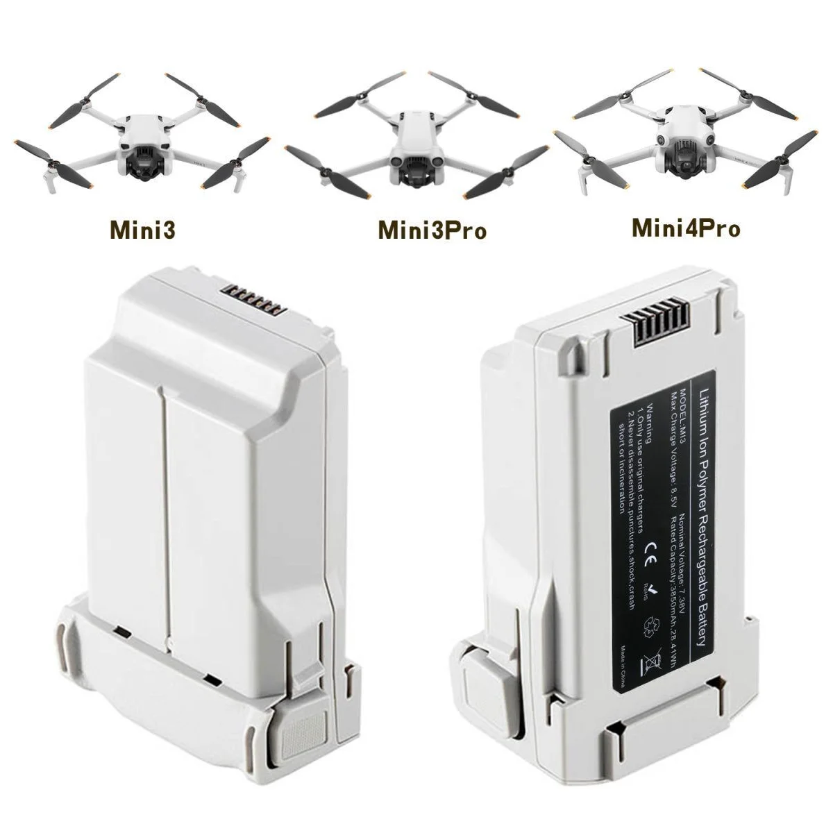 For Mini 3 Pro Battery Plus high capacity 3850mah with 47 minute range compatible with Mini 3/Mini 4 series drone accessories