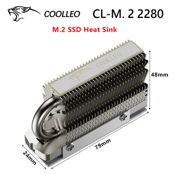 COOLLEO HR-09 M.2 2280 SSD Dissipatore di calore Completamente elettrolitico Saldatura a riflusso AGHP HeatPipe 2280 NVMe SSD Cooler