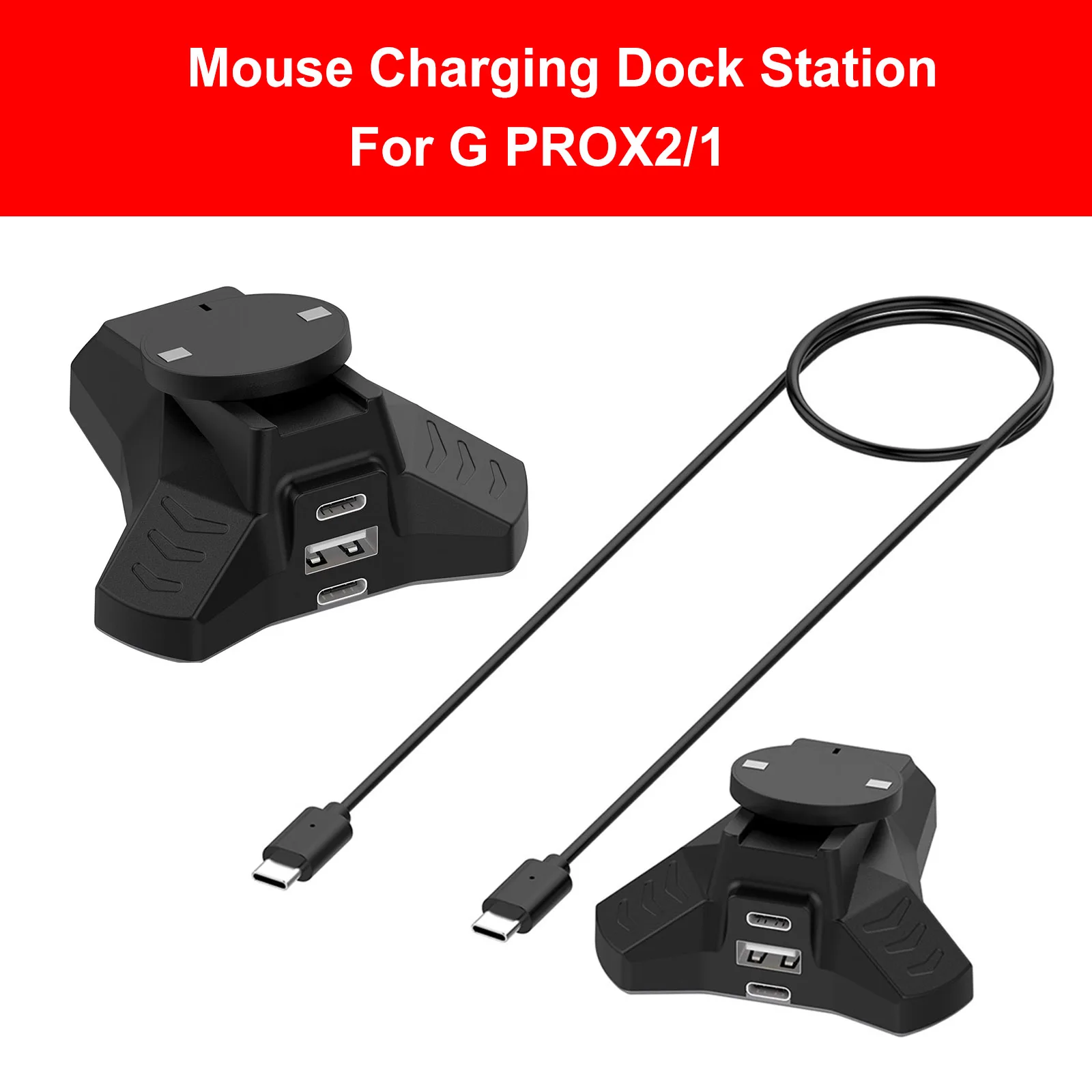 Wireless Mouse Charging Base with Charging Cable Gaming Mouse Charger Type-C for G903/703/502/403 GPW3/2/1 PROX2/1