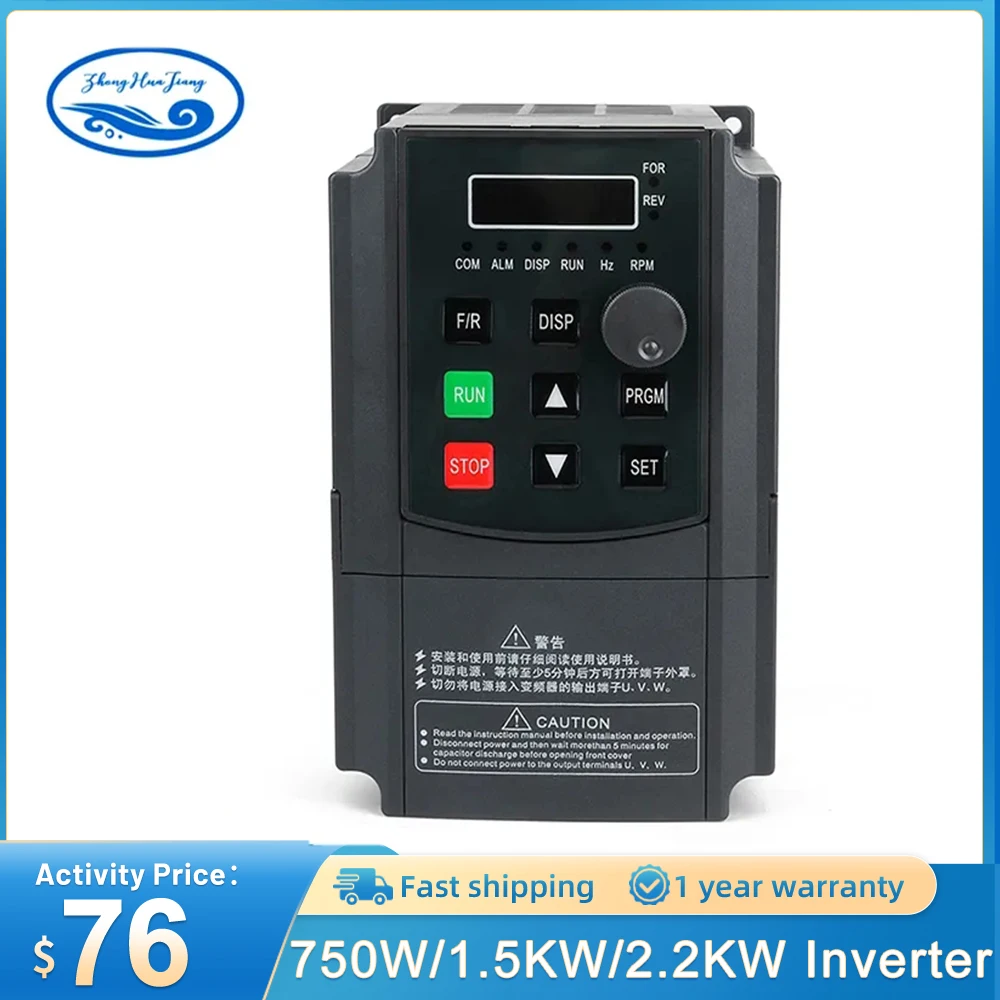 

Inverter VFD 0.75KW/1.5KW/2.2KW Frequency Converter Variable Frequency Drive Adjustable Speed Drive Spindle Motor Speed Control