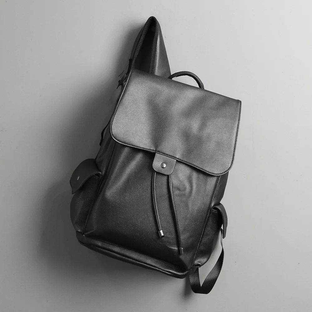 

Black Classic Backpack Korean Travel Large BagPack PU Leather Schoolbag mochila For Male/Women's Daypack Female Shoulder Bag Sac