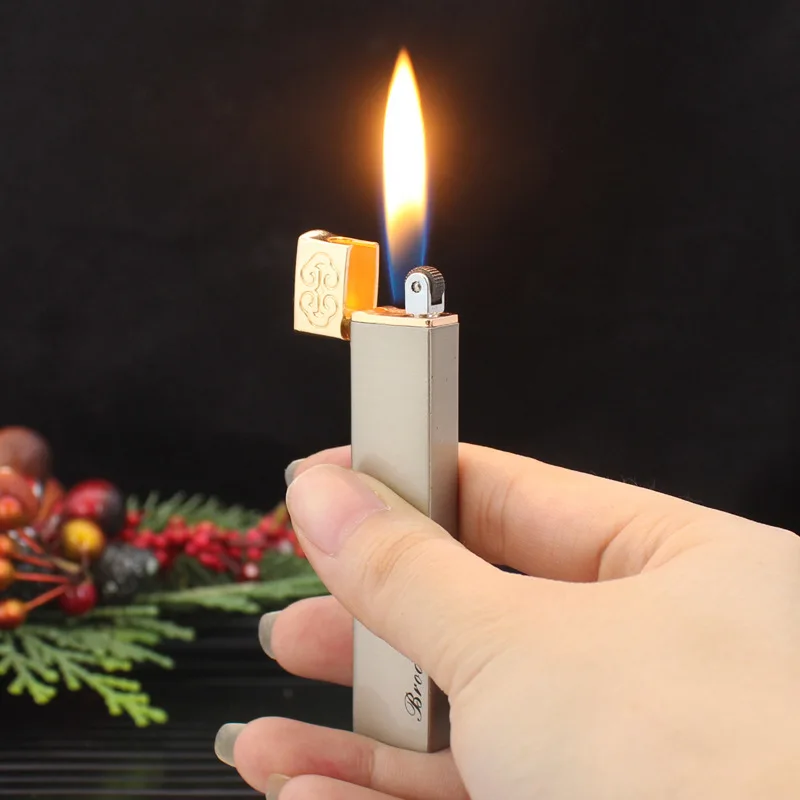 الإبداعية نفخ أخف طويل طحن عجلة لهب مفتوح السجائر التوربينات المعدنية الشعلة المحمولة أخف الرجال هدية