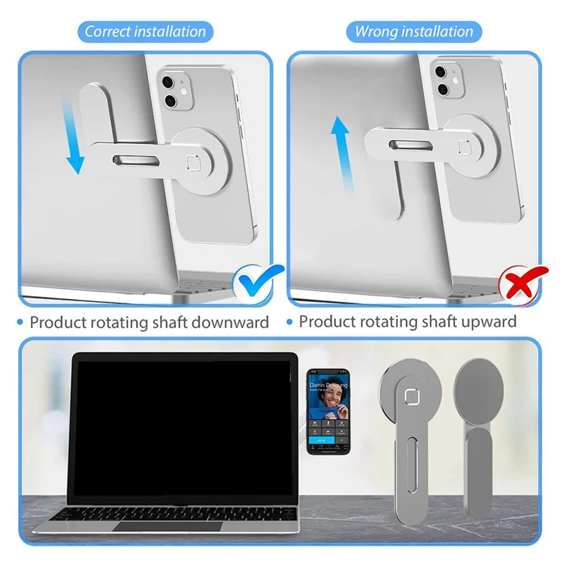 -ESTR 자기 전화 홀더 조정 가능한 전화 모니터 측면 홀더 휴대용 접이식 컴퓨터 확장 스탠드