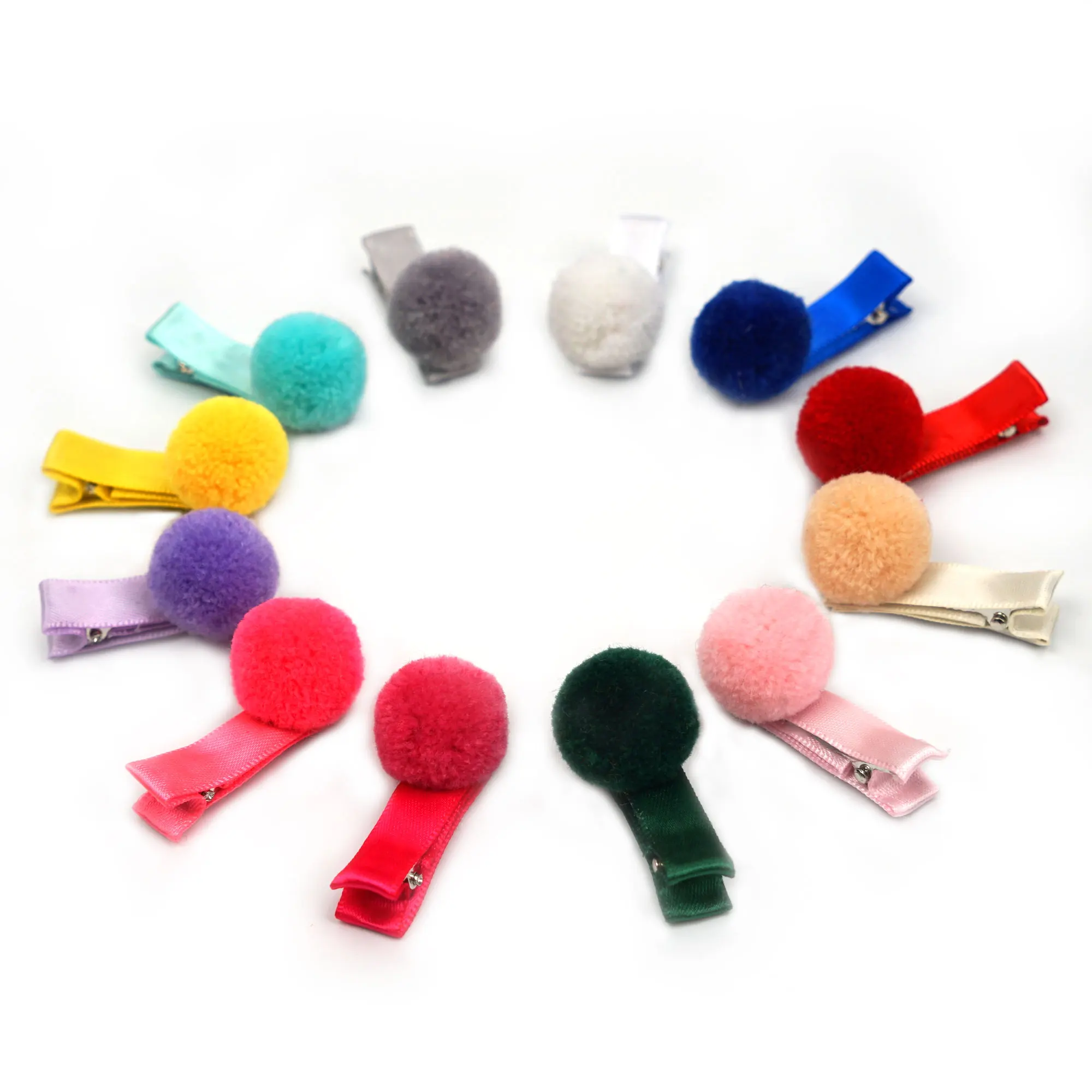 40Pcs 20Colors Ball Pompom Hair Clips Set No Slip Snap Lovely Fur Ball Handmade Hair Accessories for Girls Toddlers Kids Women