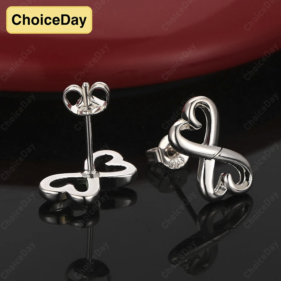 

ChoiceDay 925 Sterling Silver Exquisite Double Heart Earrings for Women Fashion Gift Wedding Accessories Jewelry