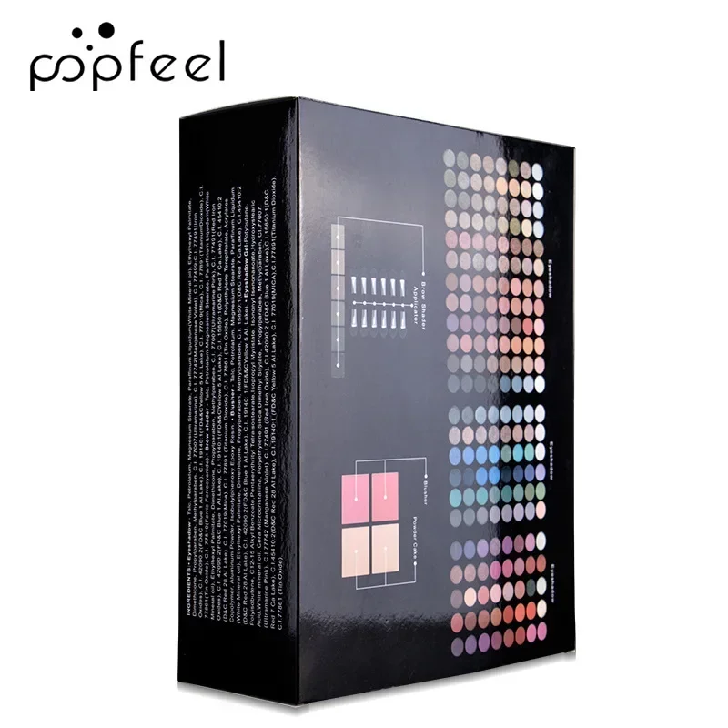 Maquillaje Popfeel Pro más vendido, paleta de brillo mate de 194 colores, base cosmética en polvo, colorete, Kit de belleza para contorno de cejas