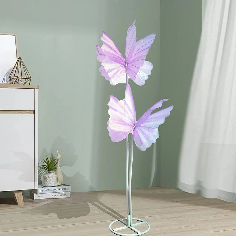 Giant Butterfly Giant Artificial Gauze Butterfly Decoration Set with Standing Base Wedding Decoration Outdoor Background