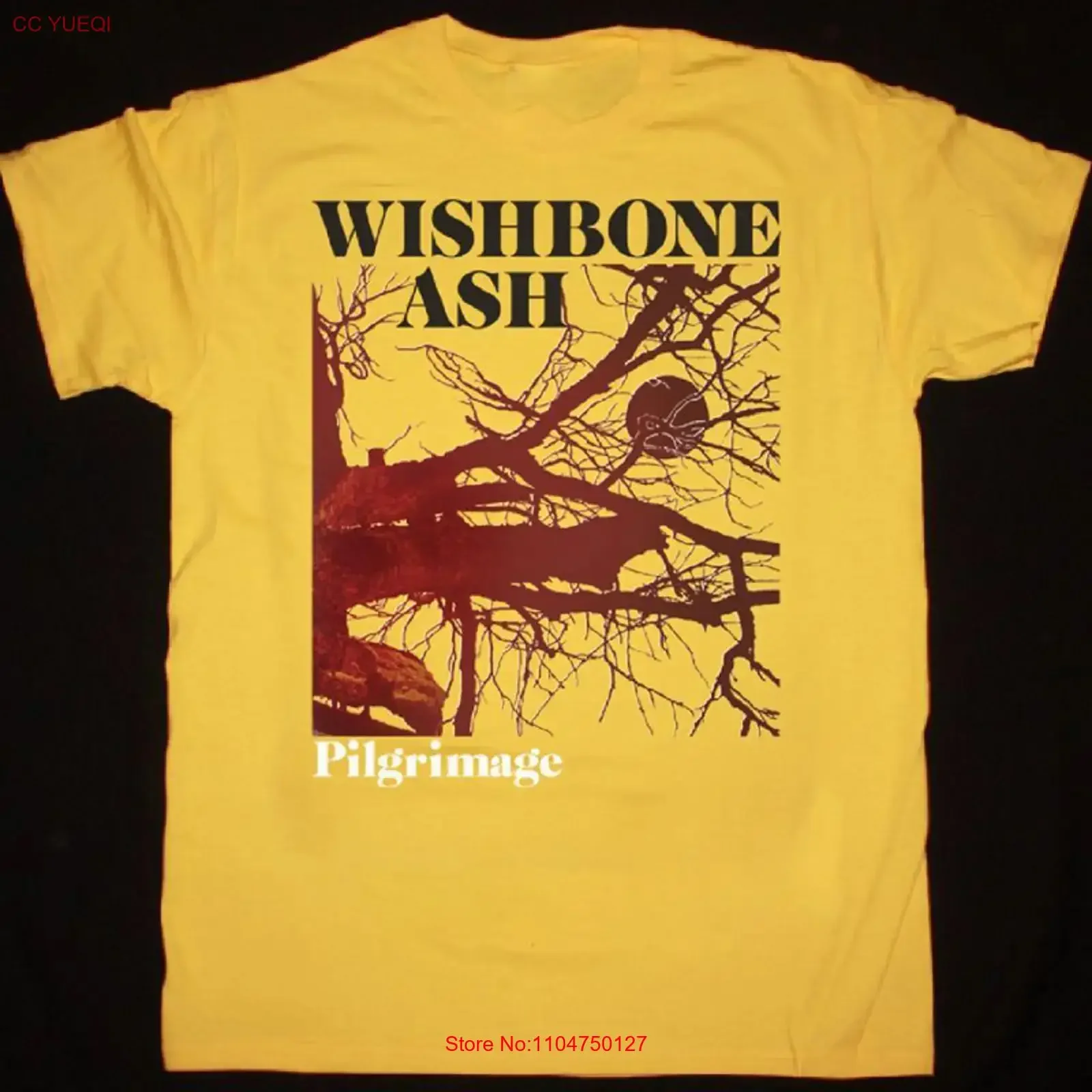 WISHBONE ASH Band PILGRIMAGE Gold T Shirt Adult DI755 vintage Washed Slightly Stylish fashion graphic Casual Versatile