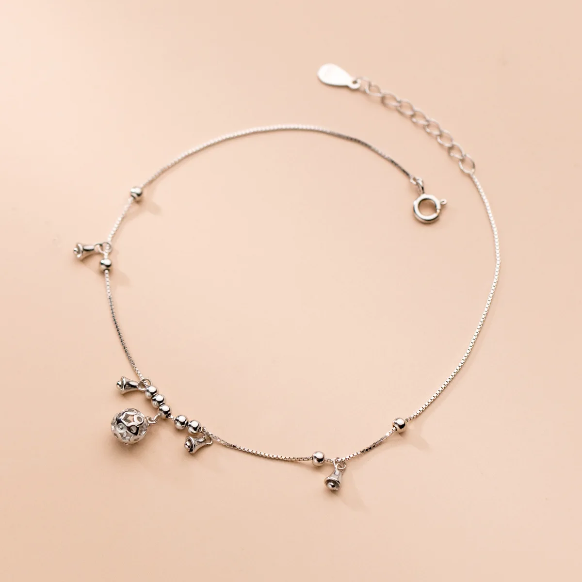 21cm-24cm 925 Silver Bracelet For Women Small Bell Bracelet Silver 925 Jewelry Fashion Bean Bracelets Female Girls Gift