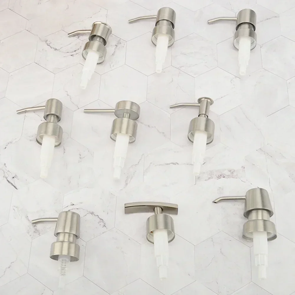 1pc Stainless Steel Liquid Lotion Dispenser Head Replacement Soap Shampoo Shower Gel Pump Jar Tube Press Head Bathroom Hardware