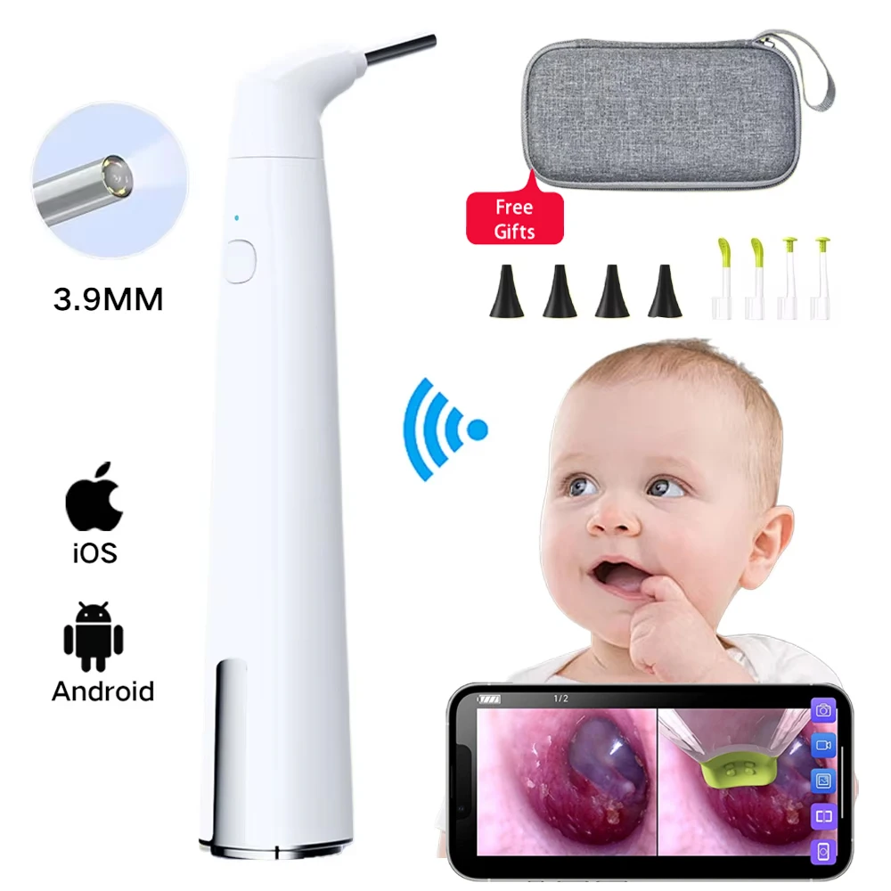 New upgrade WIFI Digital Otoscope Ear Camera 3.9mm Ear Cleaning Inspection Camera Ear Wax Removal Tools for IPhone Android Ipad