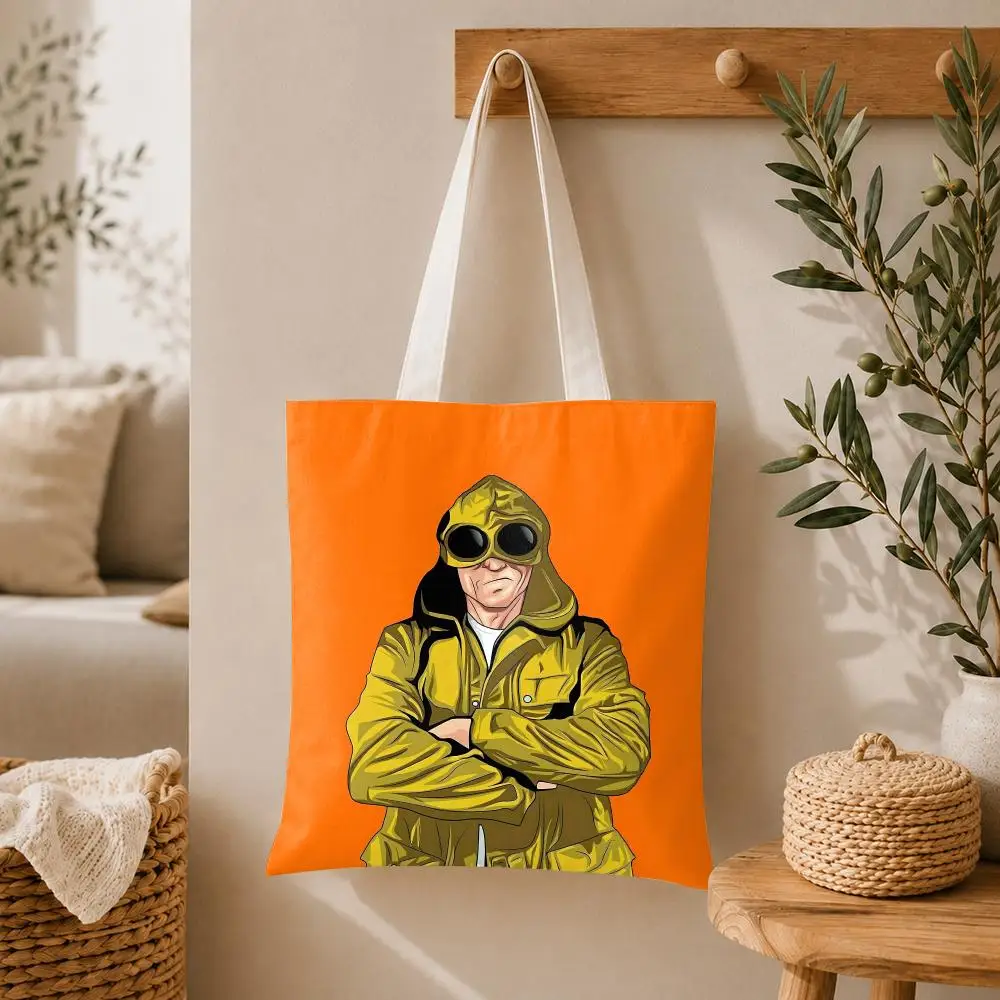 Cool C-C.P Fashion C-CompanyS Storage Bags Large Capacity Canvas Tote Bag Double-Sided Print Shoulder Handbag for Daily Shopping