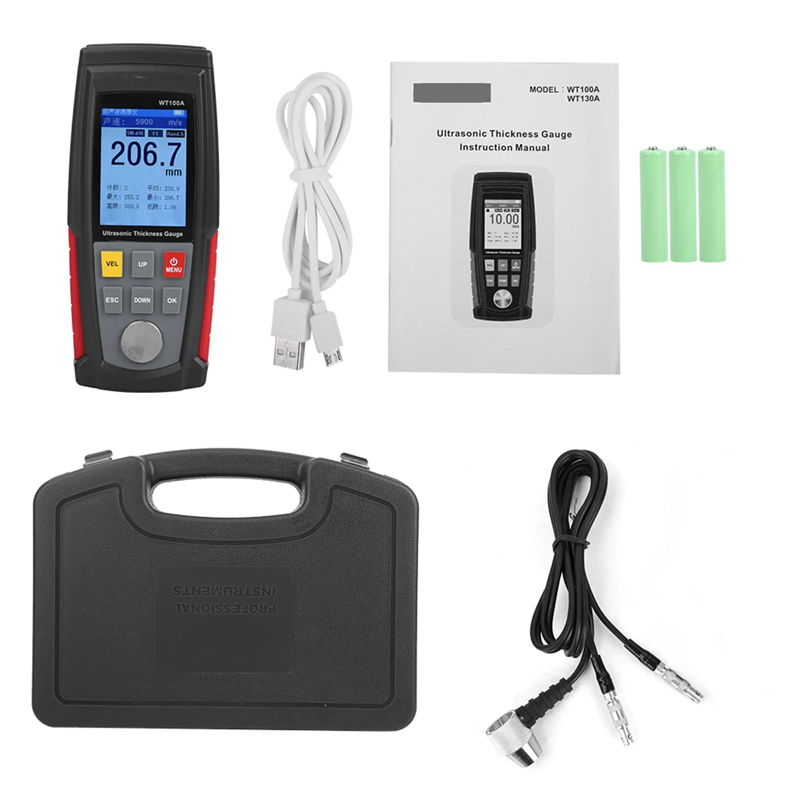 Digital Ultrasonic Thickness Gauge WT100A High Precision Digital Ultrasonic Thickness Gauge Meter Tester USB Charging - view 4