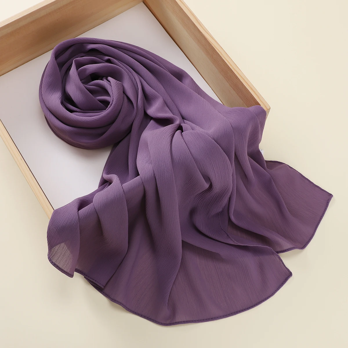 4pcs/box Custom Gift Box Premium Crinkle Chiffon Hijab Plain Crepe Scarf Malaysian Shawl Headscarf Women Accessories