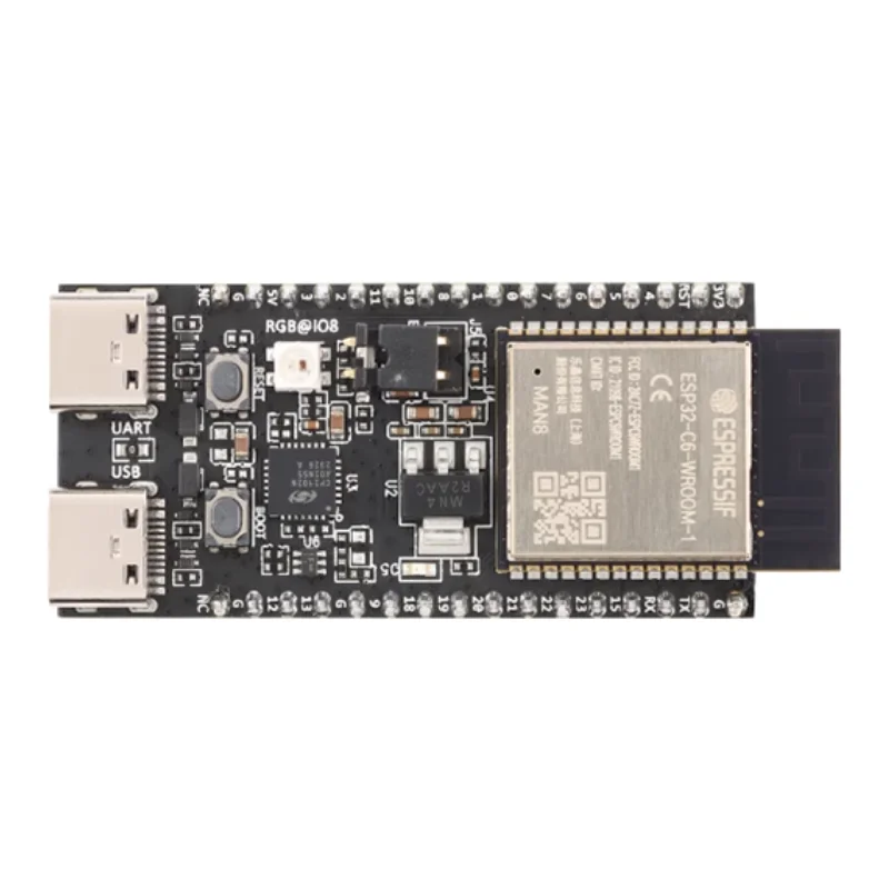 The original ESP32-C6-DevKitC-1 is equipped with the ESP32-C6-WROOW-1 WiFi development board module