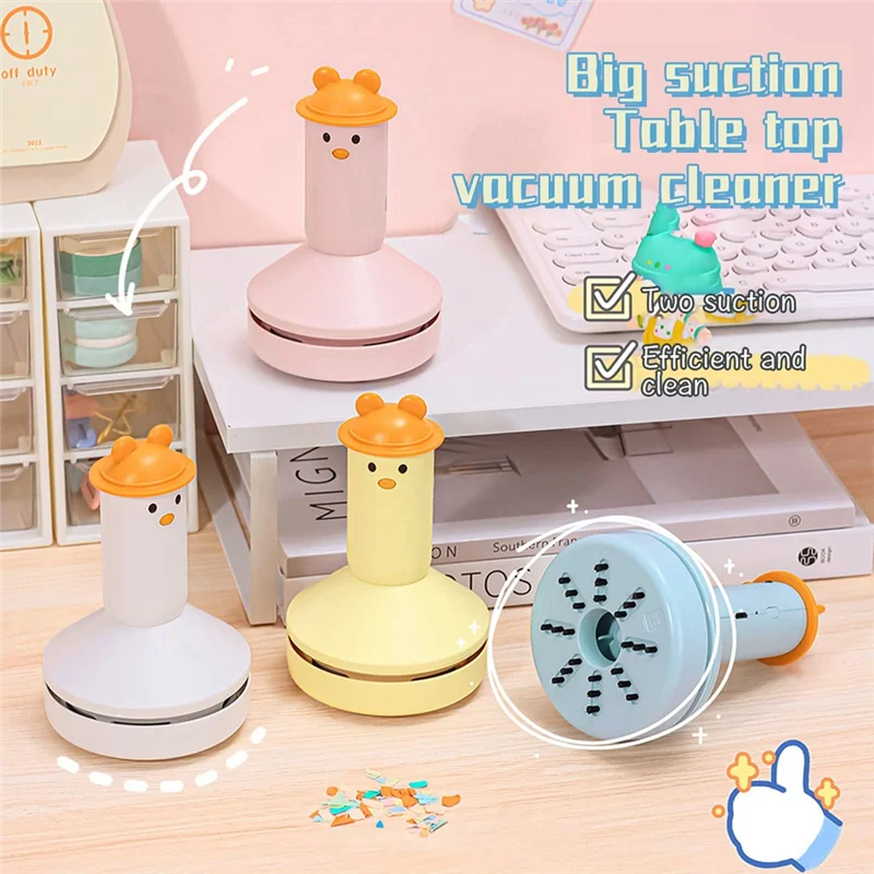 

ABJT-Мини Настольный пылесос Симпатичная настольная подметальная машина Беспроводной пылесос Многофункциональный портативный портативный, желтый