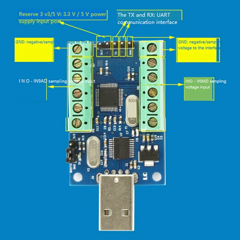 STM32F103C8T6 ADC Module USB Interface 10 Channel 12Bit AD Sampling Data Acquisition STM32 UART Communication For ADC Module