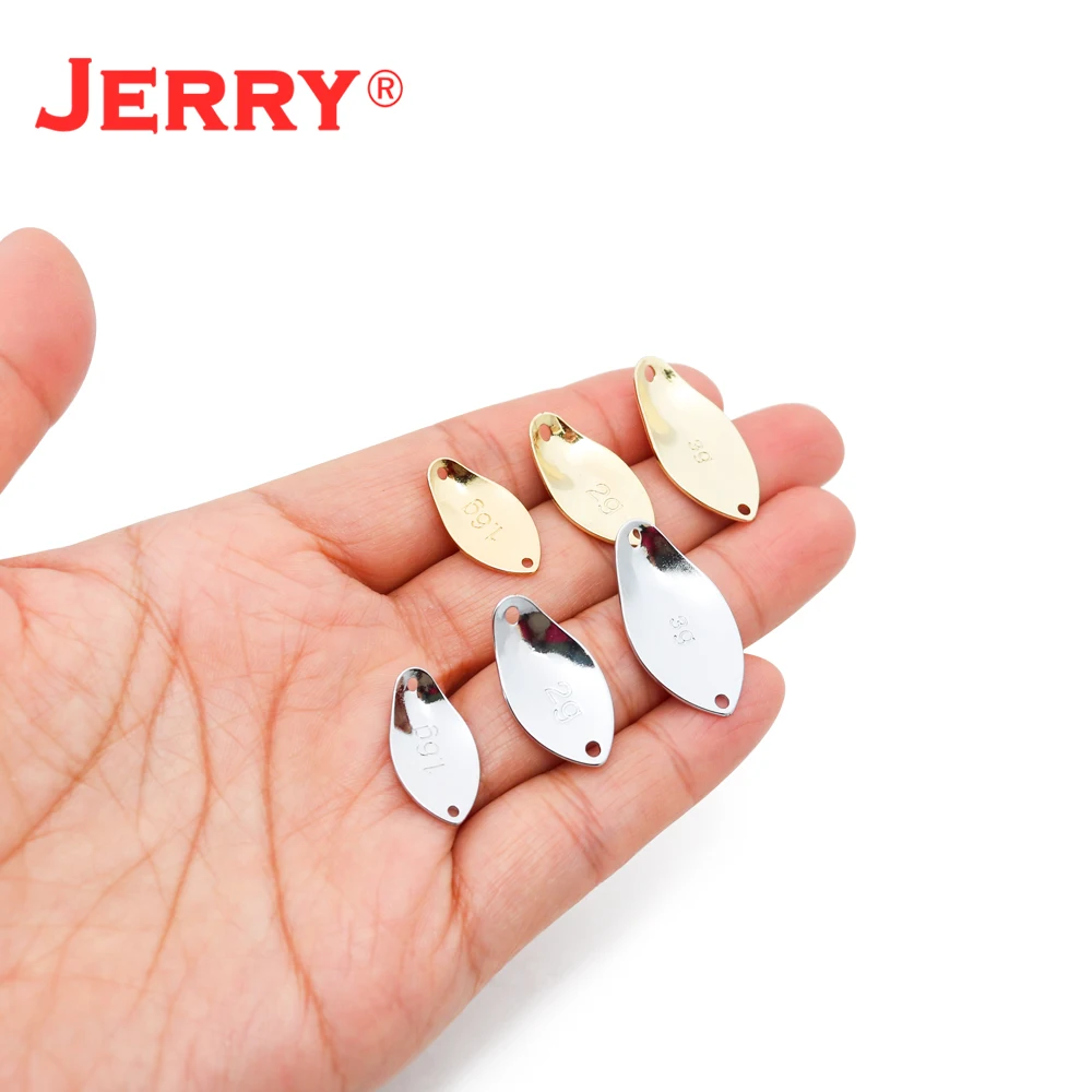 Jerry 50pcs 1,6g 2g 3g Fishing Lures Unpainted Blank Brass Micro Area Yrout Spoons Pesca Blinkers Glitters