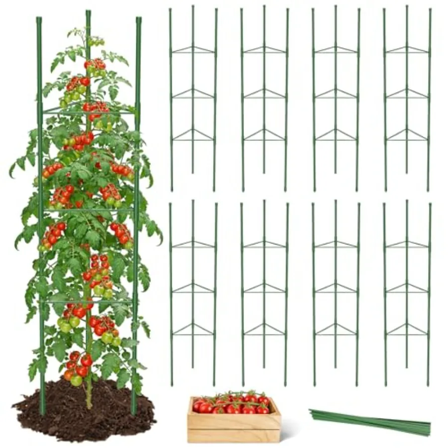 

8 Pack Tomato Cages for Garden, 51in*13in Adjustable Tomatoes Plant Stakes Support Cages Trellis, Garden Trellis for Vegetable
