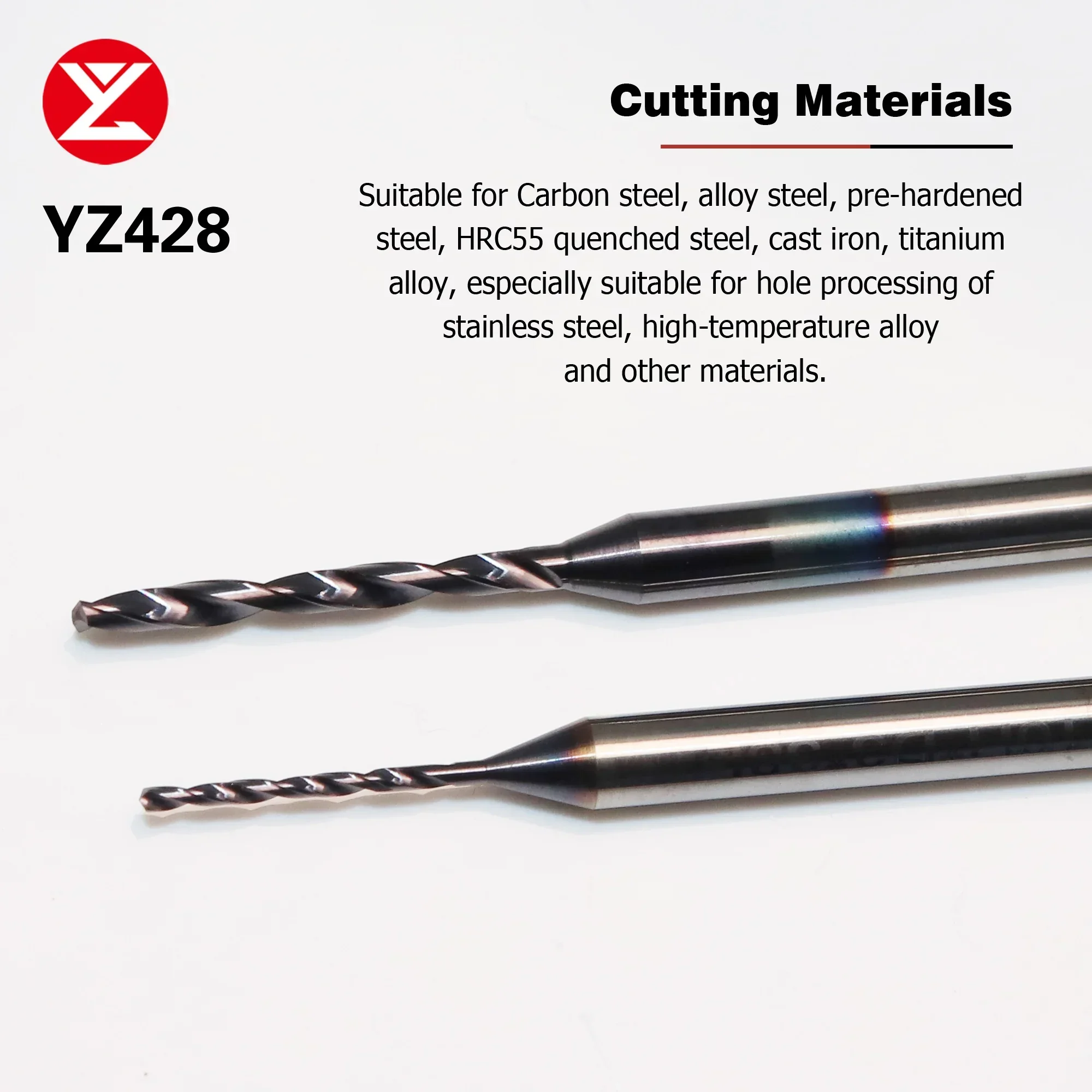 YZ428 0.1mm to 1.79mm Micro Drill Solid Carbide Min Bit Diameter CNC Hole Machining Tool Precision for Stainle Steel,Superalloy