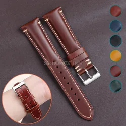 Universal Cowhide Stitching Bracelet 20mm 22mm 24mm Retro Calfskin Strap Quick Release WatchBand Vintage Sport Leather Wristbelt