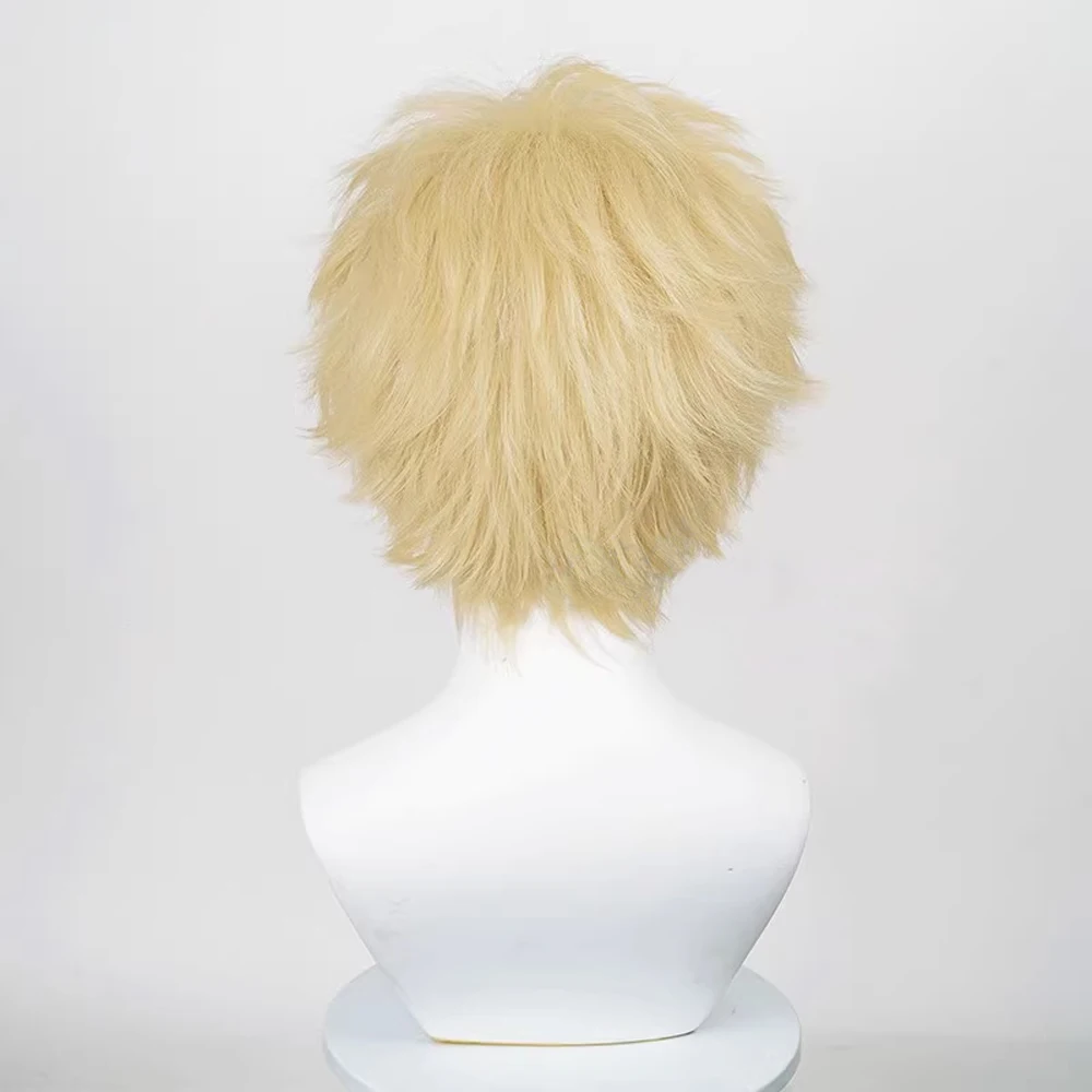 RANYU Anime Wig Synthetic Short Curly Blonde Yellow Cosplay Hair Heat Resistant Wig for Party