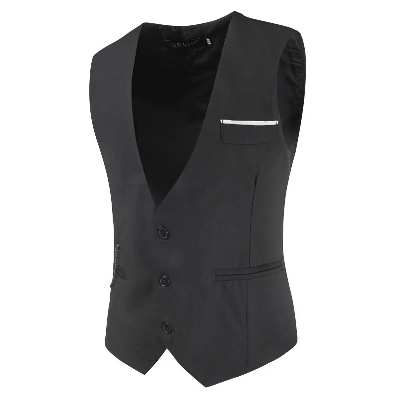 Men's M960656 groom suit vest men's single-breasted chain decoration British style slim vest vest