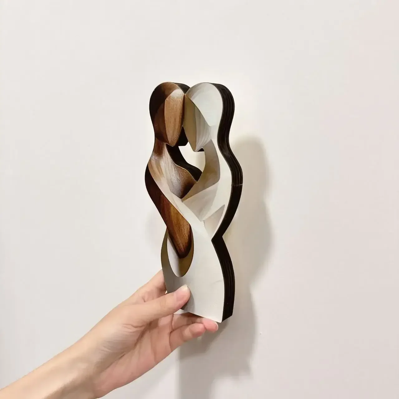 1 قطعة 2D تمثال زوجين خشبي حديث مسطح-الخشب الاصطناعي النحت الأنيق | غرفة المعيشة غرفة نوم مكتب ديكور المنزل #4