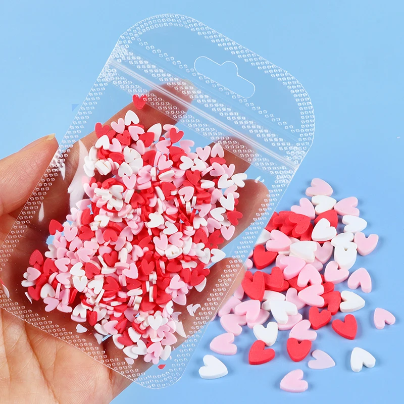 10g Epoxy Resin Filling Valentines Love Hearts Polymer Clay Slices Loose Sprinkles Resin Sequins For DIY Pendant Keychain Crafts