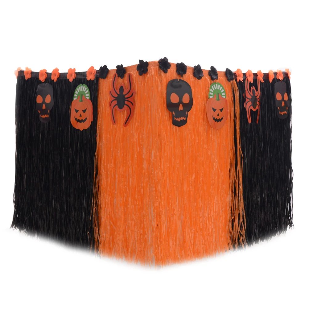 

276cmx75cm Table Plastic Grass Party Supplies Luau Halloween Desk Cover Grass Table Skirt Mantel Cloth Decorative