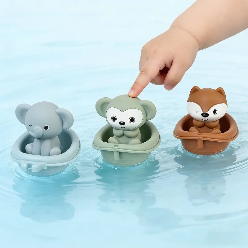 ของเล่นสัตว์ลอยน้ำสำหรับเด็ก ของเล่นในห้องน้ำแบบซ้อนได้ เกมอาบน้ำเด็กพร้อมฟังก์ชั่นการเล่นหลากหลาย ตุ๊กตาสัตว์นิ้วมือแบบอินเทอร์แอคทีฟ