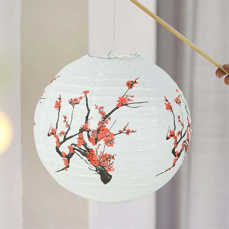 30cm Plum Blossom Pine Round Paper Lantern Chinese Oriental Style Antique Hanging Lanterns  Wedding Party Decoration For Home