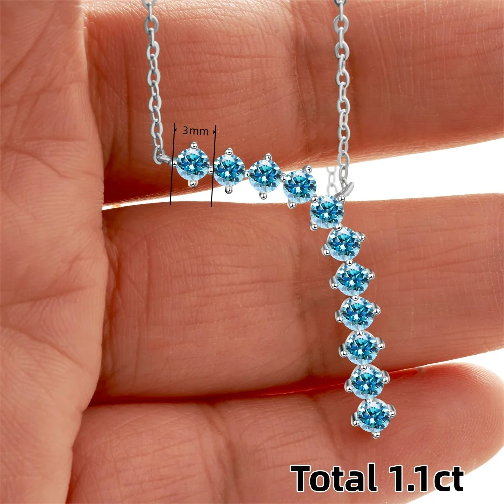 1.1CT Moissanite Necklace Sterling Silver 925 Durable Pass Diamond Tester Wedding Gift for Women Bridal Party Jewelry Gift