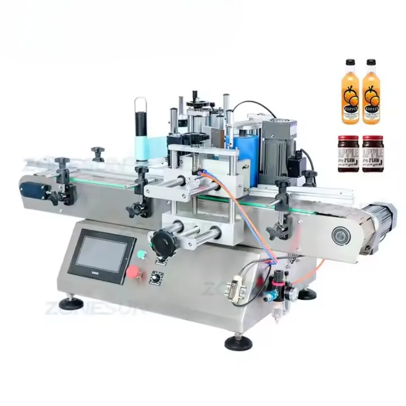 Automatic Essential Oil Plastic Sticker Tabletop Double Side Round Bottle Labeling Machine With Date Coder