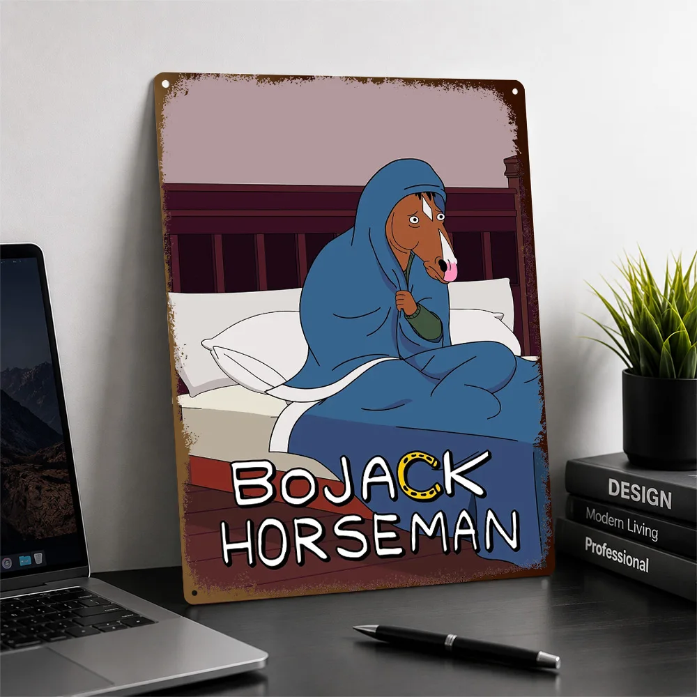 Bojack Horseman Wrapped In Blanket Printed Poster Cinematic Wall Art For Bedroom Personalized Aluminum Metal Sign Birthday Gift