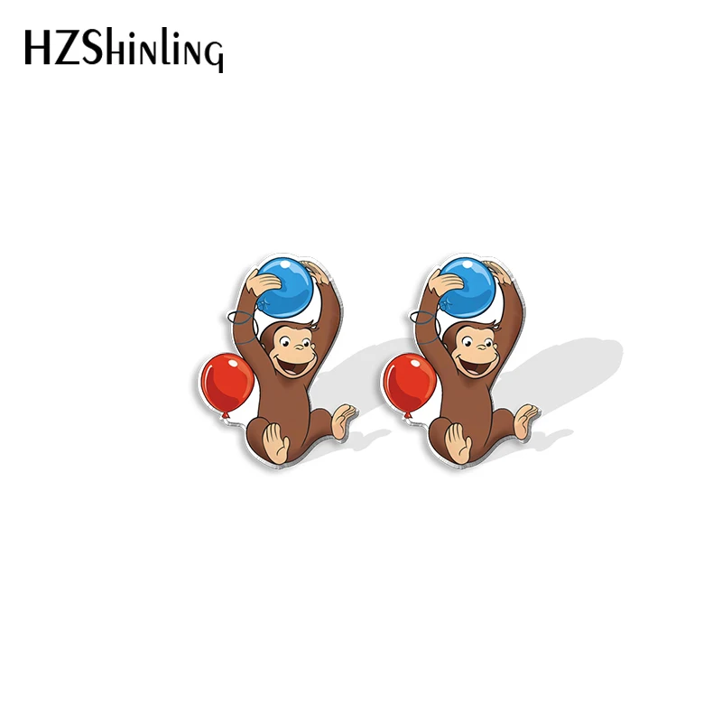 2023 New Cute Monkey with Banana Stud Earring Funny Animal Acrylic Resin Earrings Epoxy Handmade Jewelry Gifts Friends